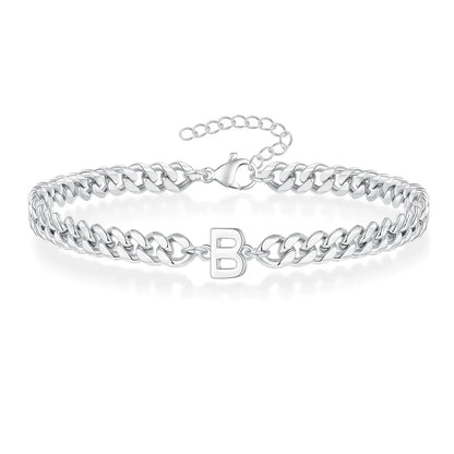 Bracciale cubano con iniziale per coppie