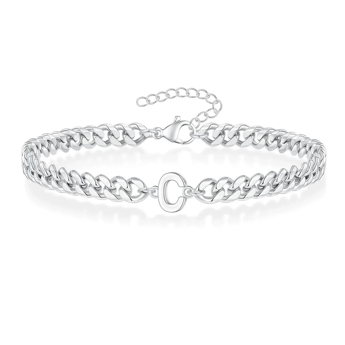 Bracciale cubano con iniziale per coppie