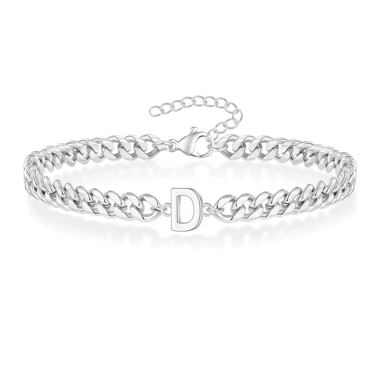Bracciale cubano con iniziale per coppie