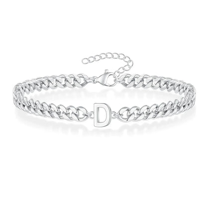 Bracciale cubano con iniziale per coppie