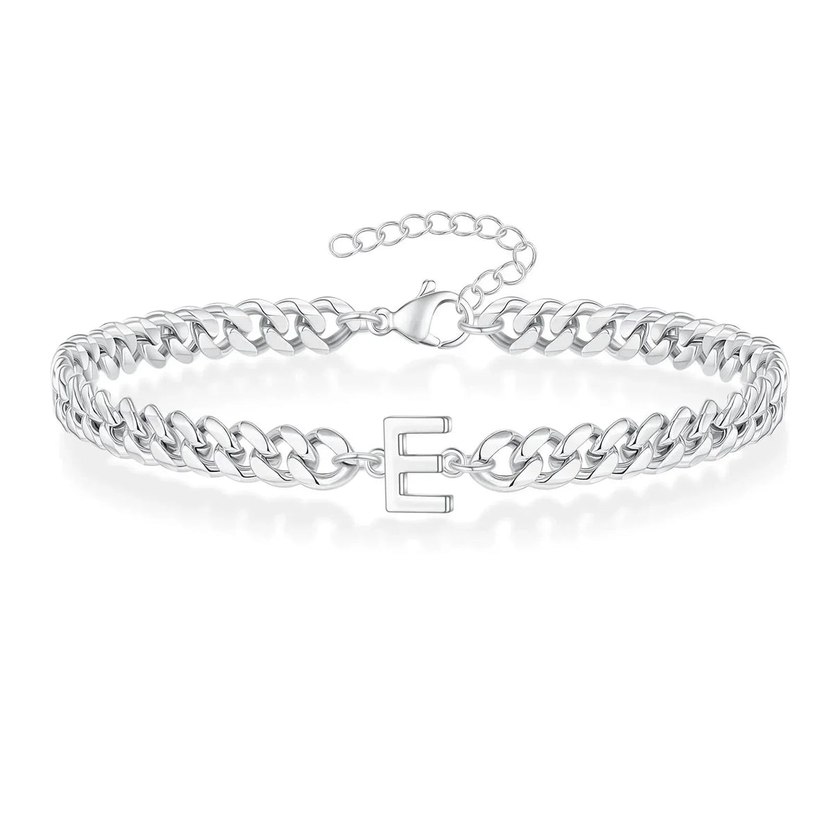 Bracciale cubano con iniziale per coppie