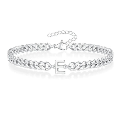 Bracciale cubano con iniziale per coppie