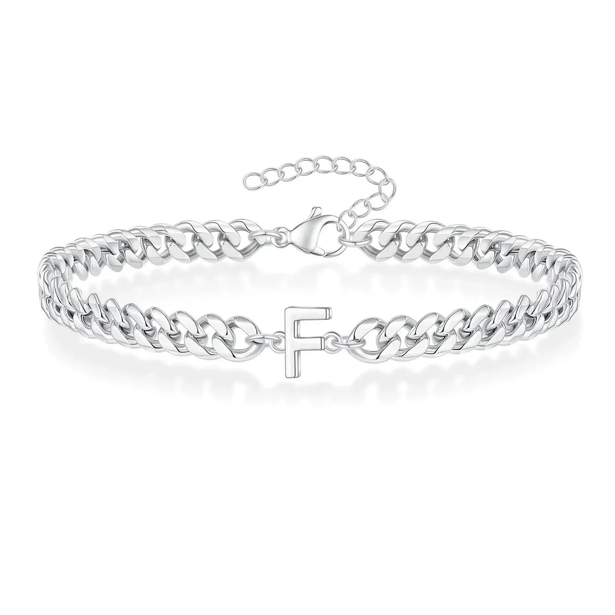 Bracciale cubano con iniziale per coppie