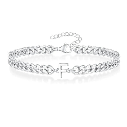 Bracciale cubano con iniziale per coppie