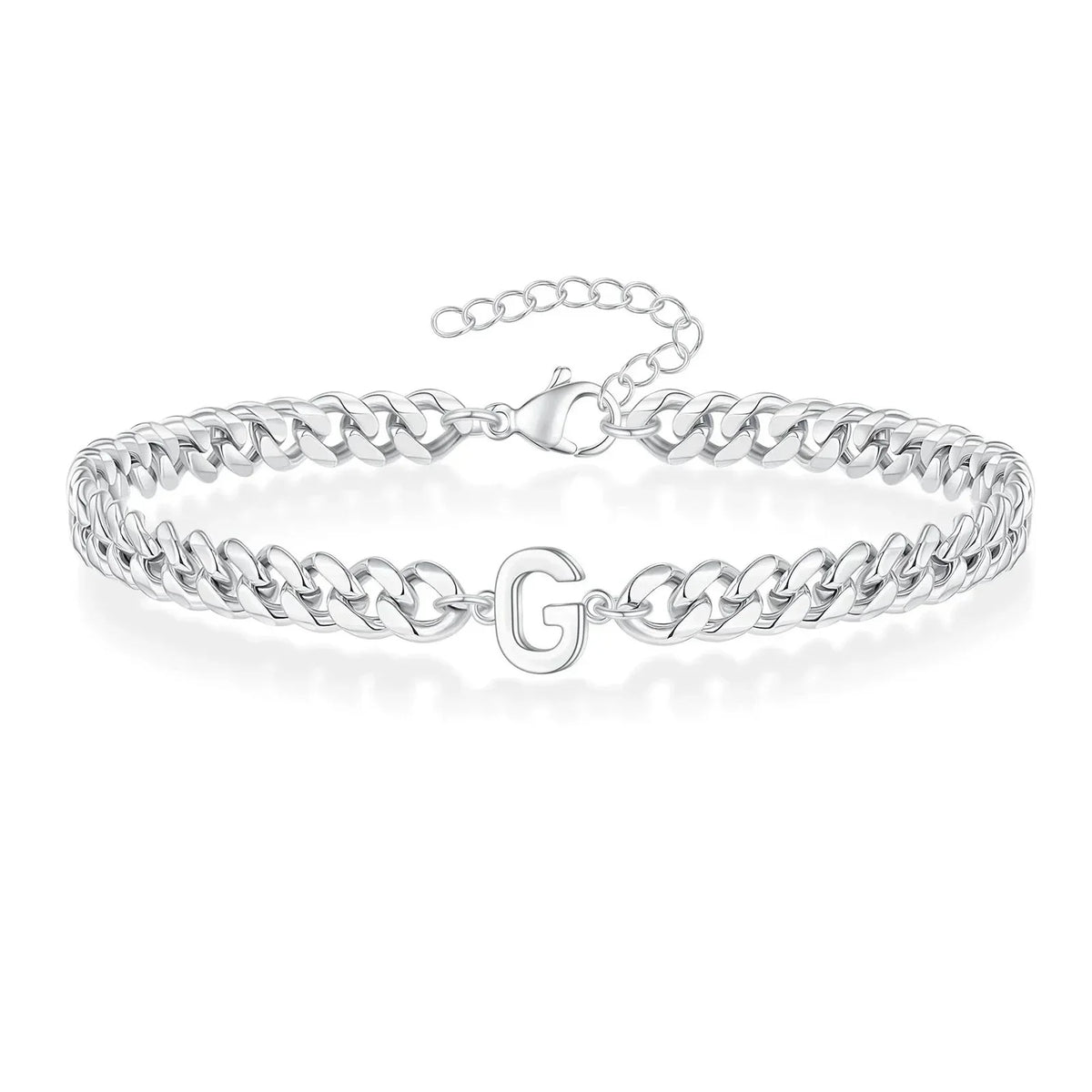 Bracciale cubano con iniziale per coppie
