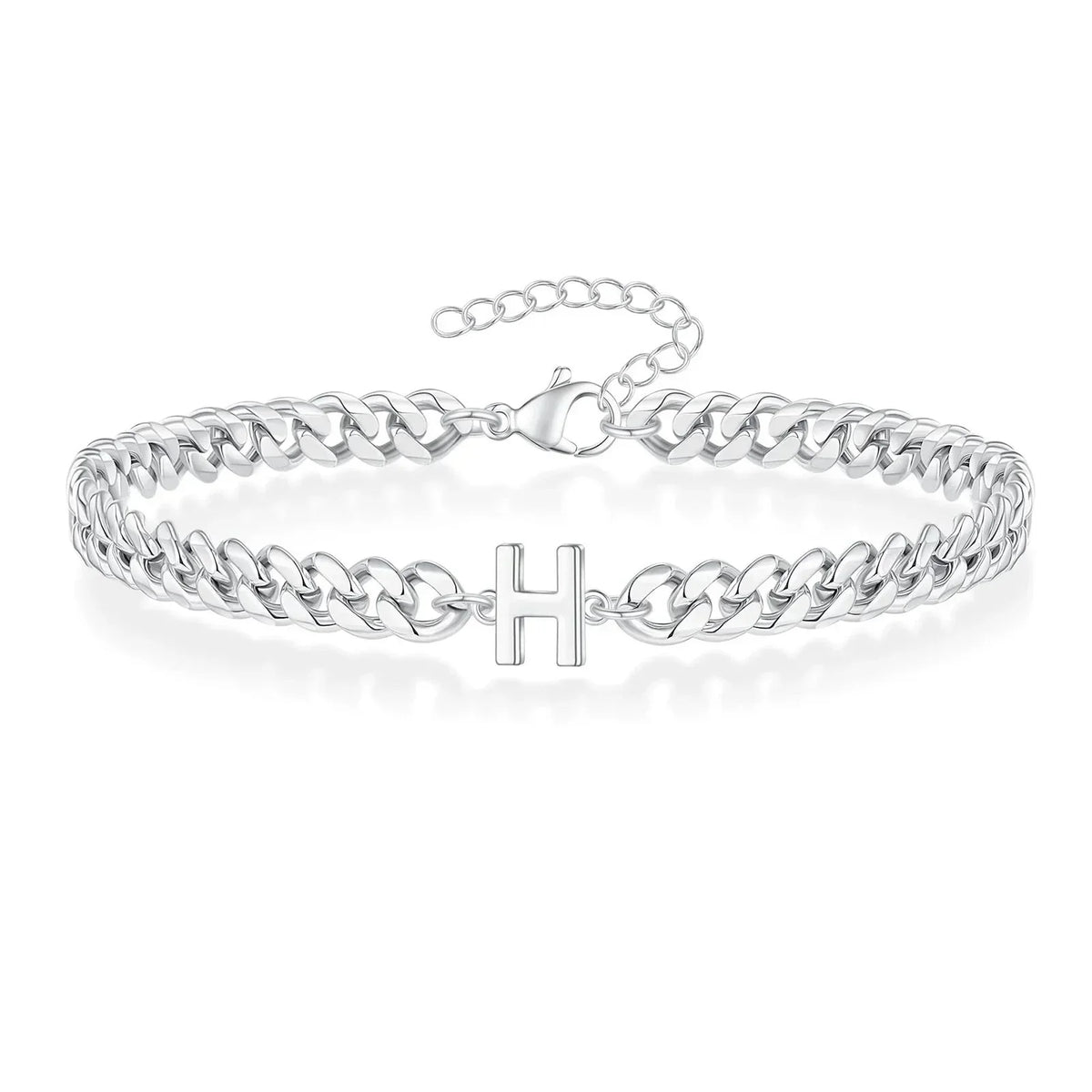 Bracciale cubano con iniziale per coppie