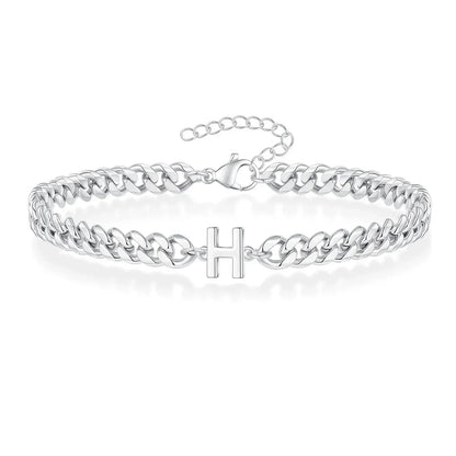 Bracciale cubano con iniziale per coppie