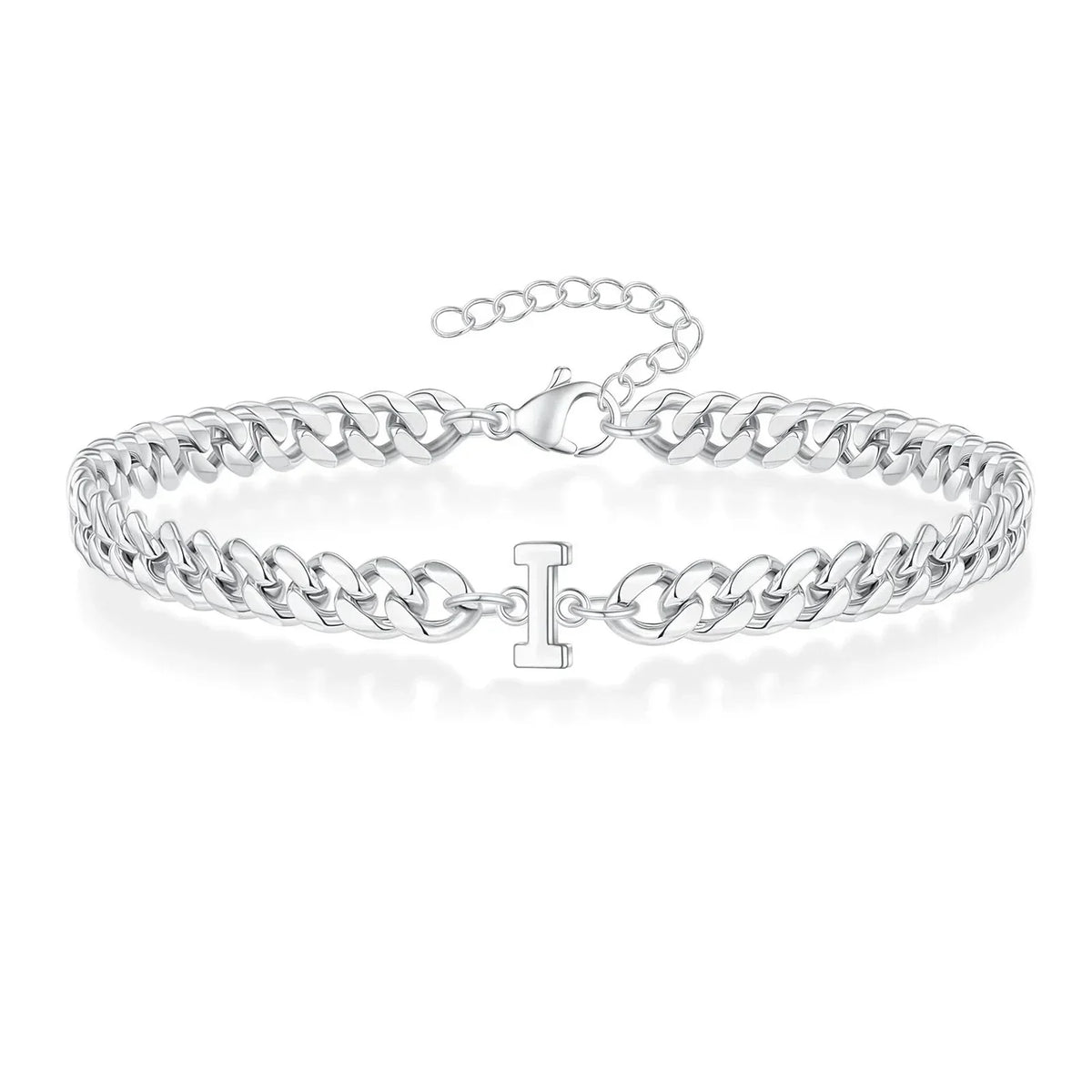 Bracciale cubano con iniziale per coppie