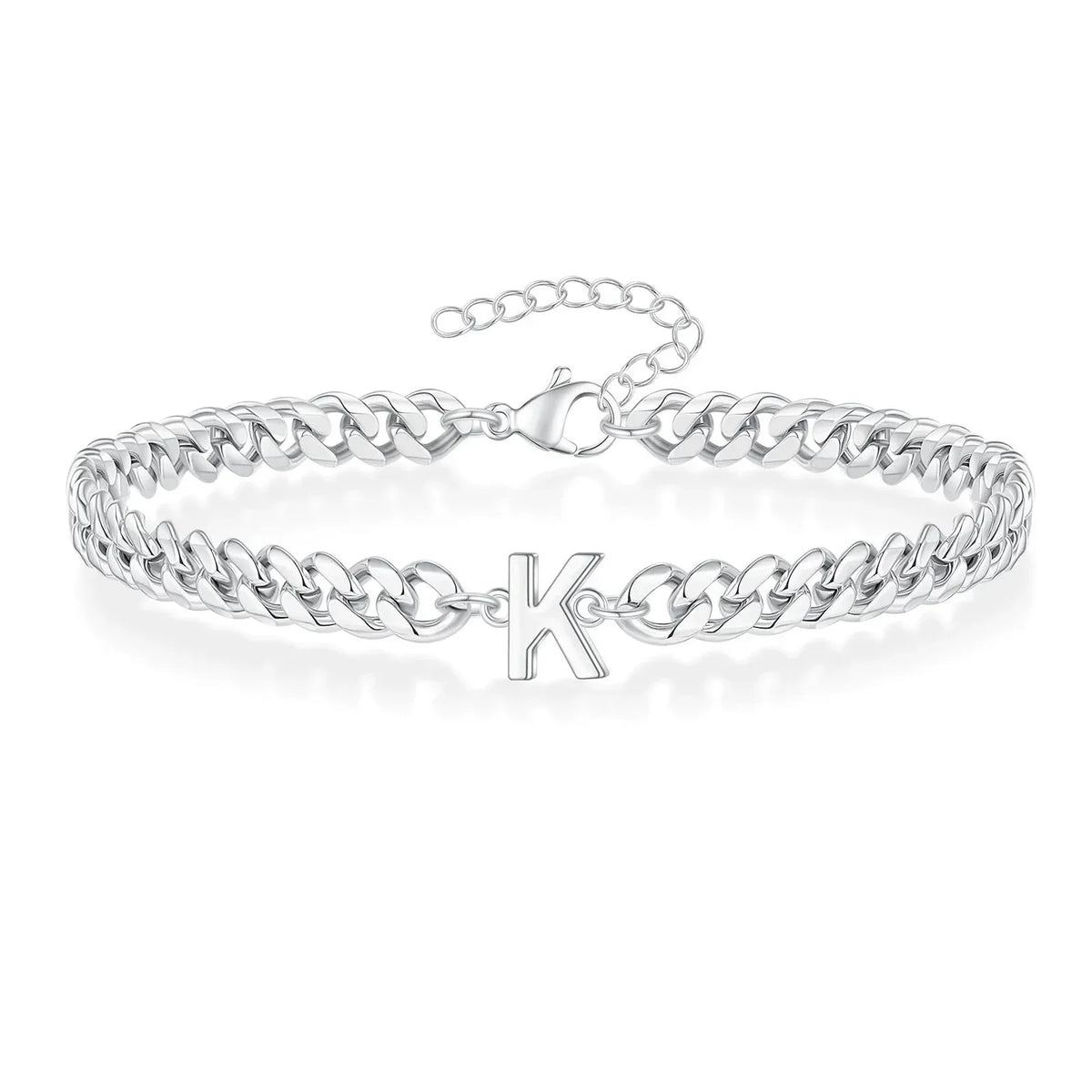 Bracciale cubano con iniziale per coppie