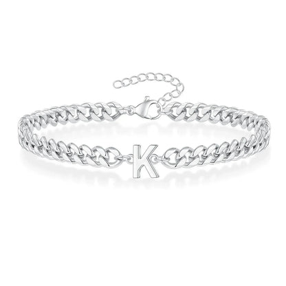 Bracciale cubano con iniziale per coppie