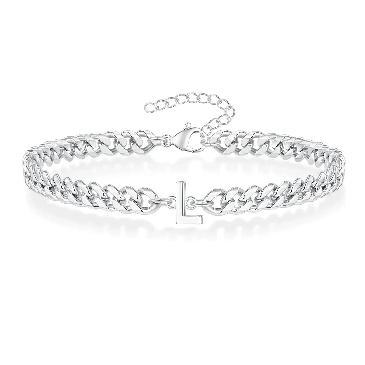 Bracciale cubano con iniziale per coppie