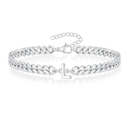 Bracciale cubano con iniziale per coppie