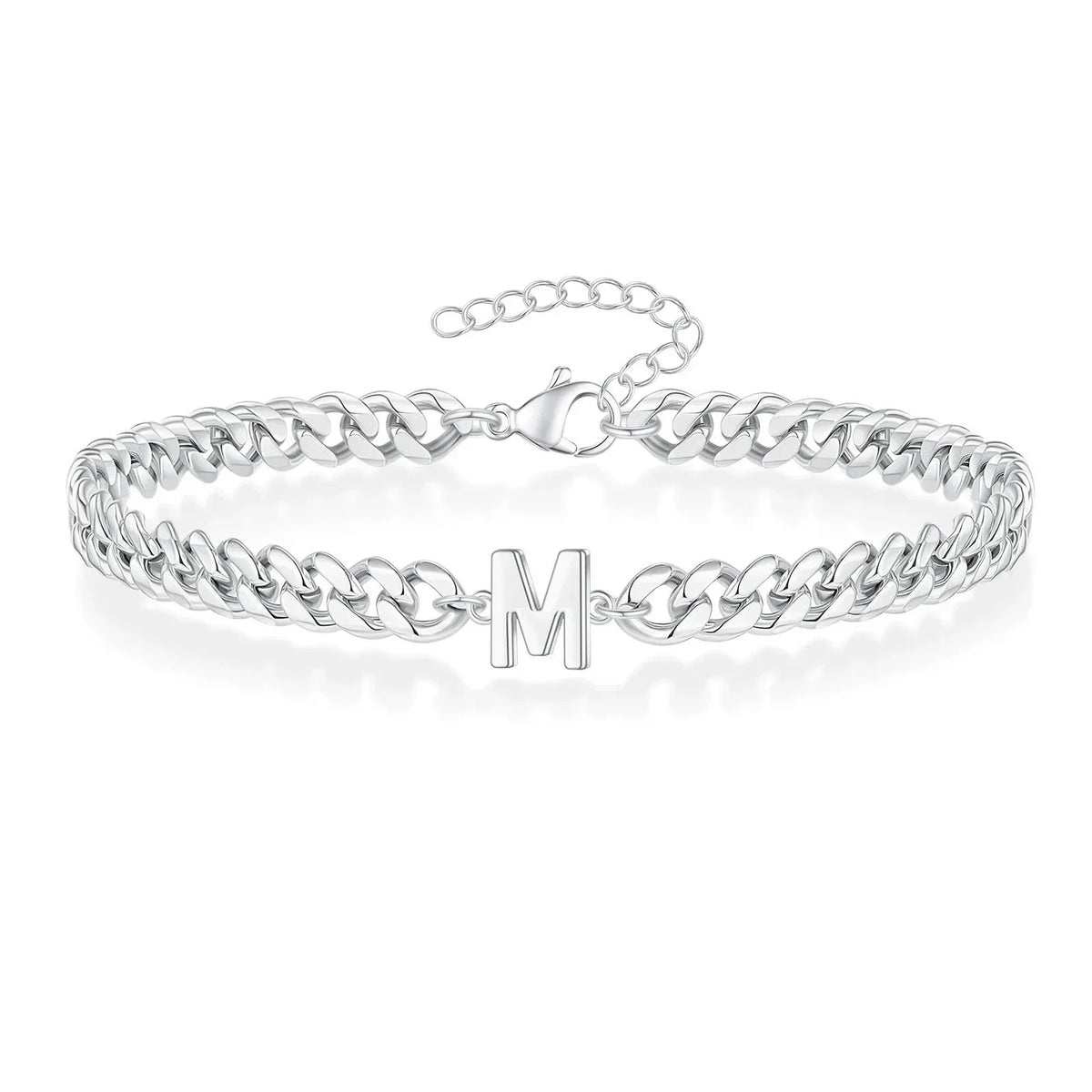 Bracciale cubano con iniziale per coppie