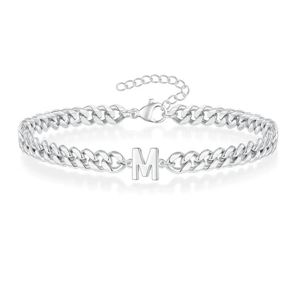 Bracciale cubano con iniziale per coppie