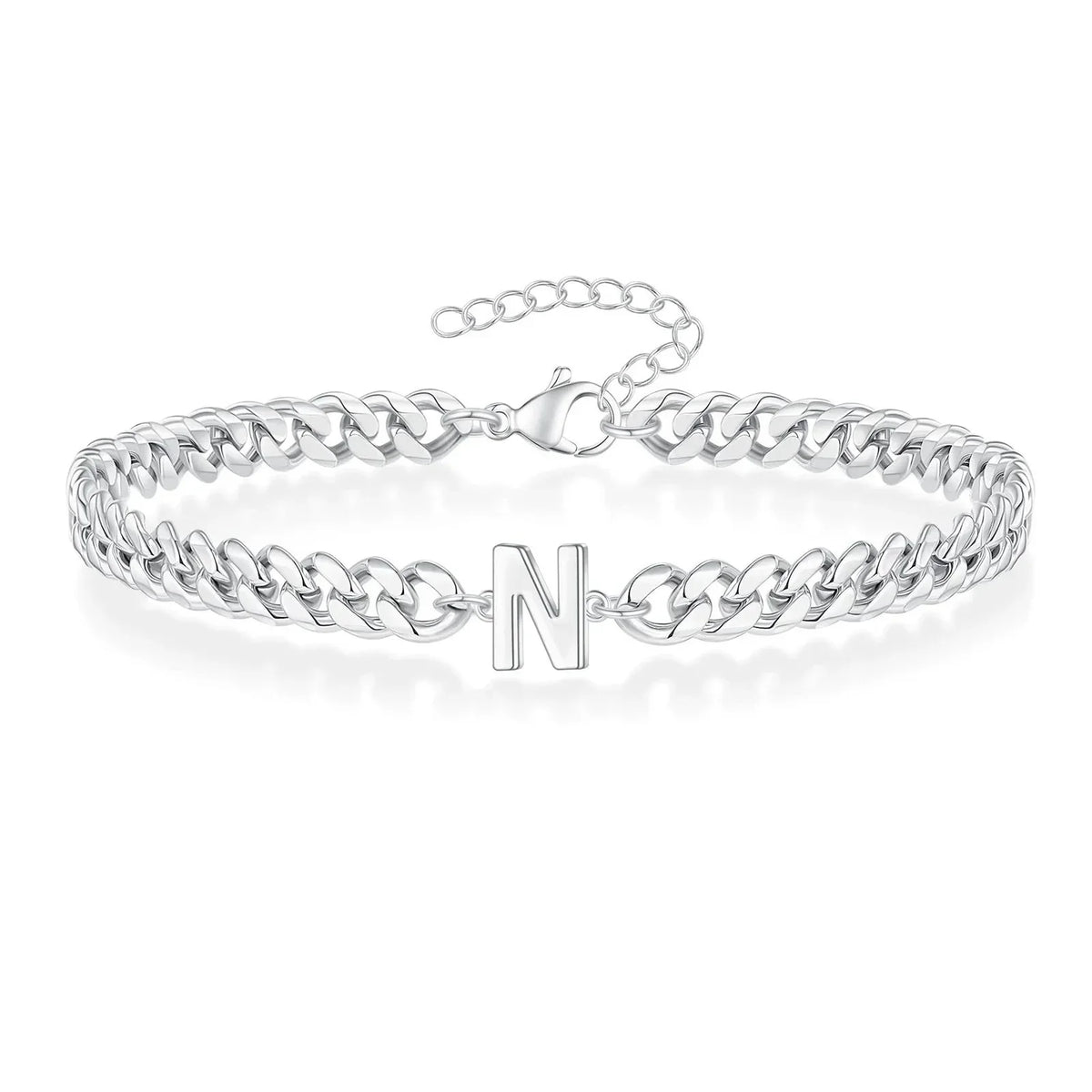 Bracciale cubano con iniziale per coppie