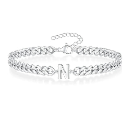 Bracciale cubano con iniziale per coppie