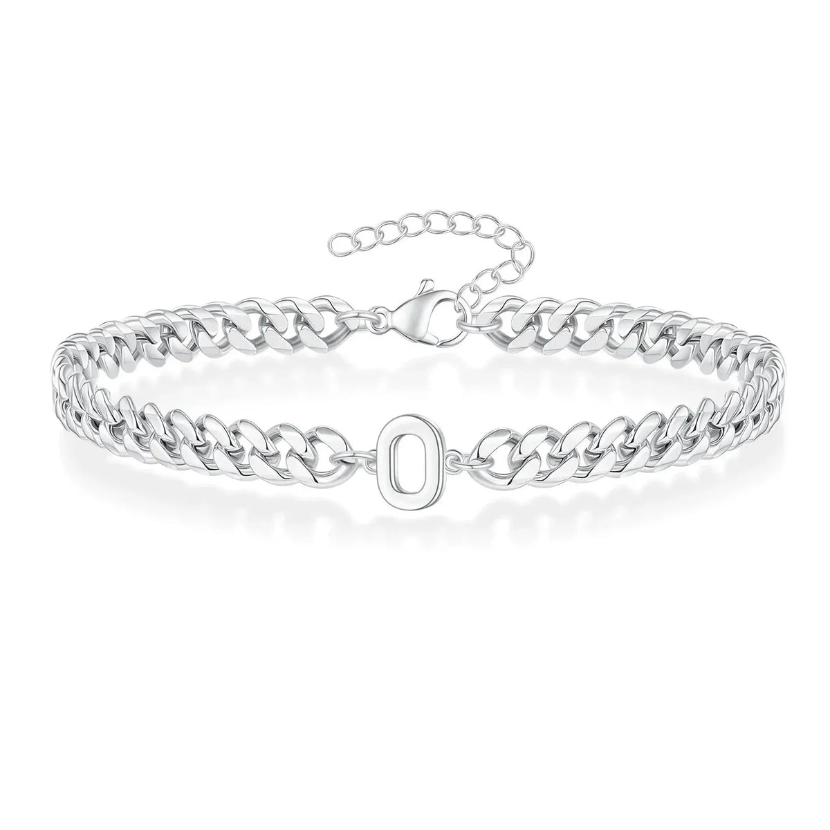 Bracciale cubano con iniziale per coppie