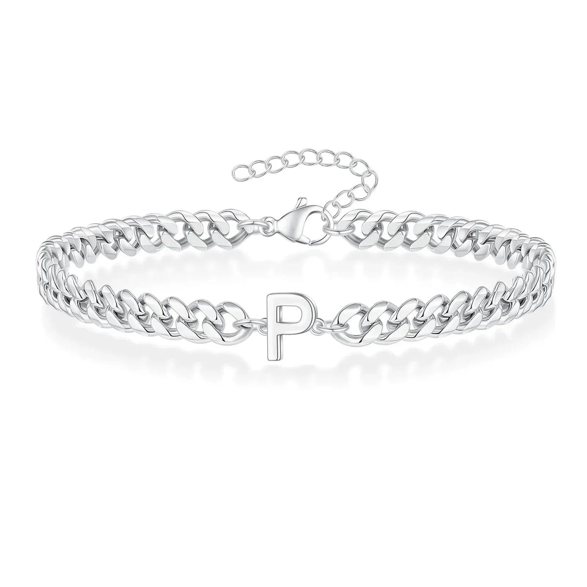 Bracciale cubano con iniziale per coppie