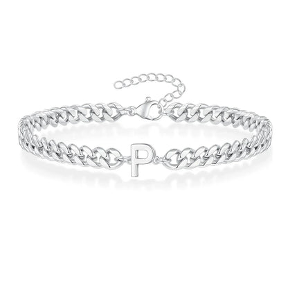 Bracciale cubano con iniziale per coppie