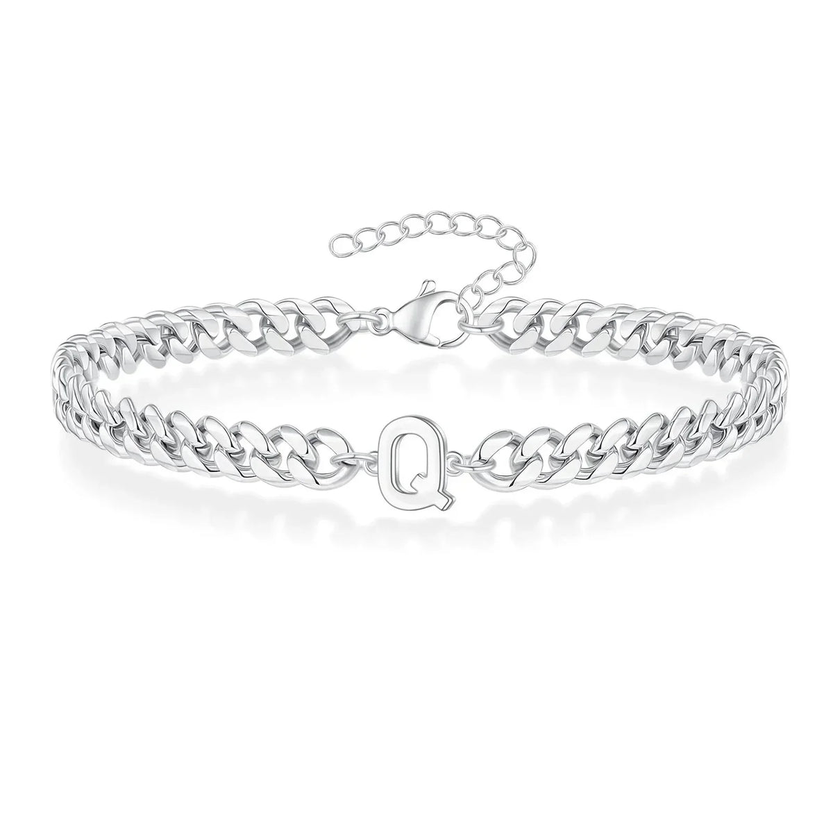 Bracciale cubano con iniziale per coppie