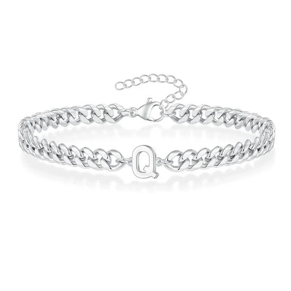 Bracciale cubano con iniziale per coppie