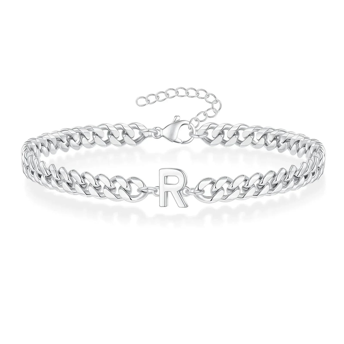 Bracciale cubano con iniziale per coppie