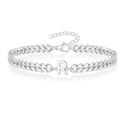 Bracciale cubano con iniziale per coppie