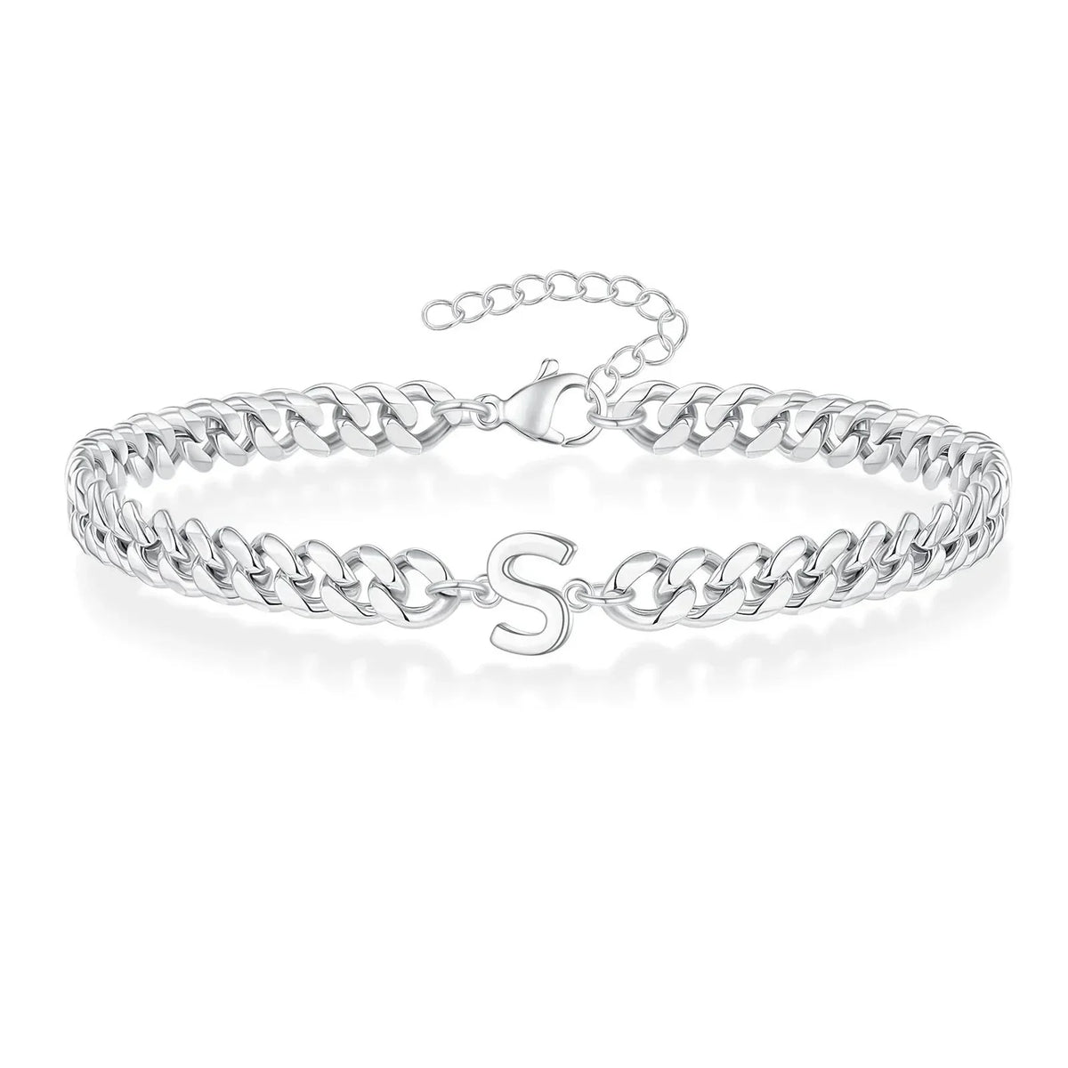 Bracciale cubano con iniziale per coppie