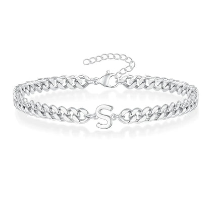 Bracciale cubano con iniziale per coppie