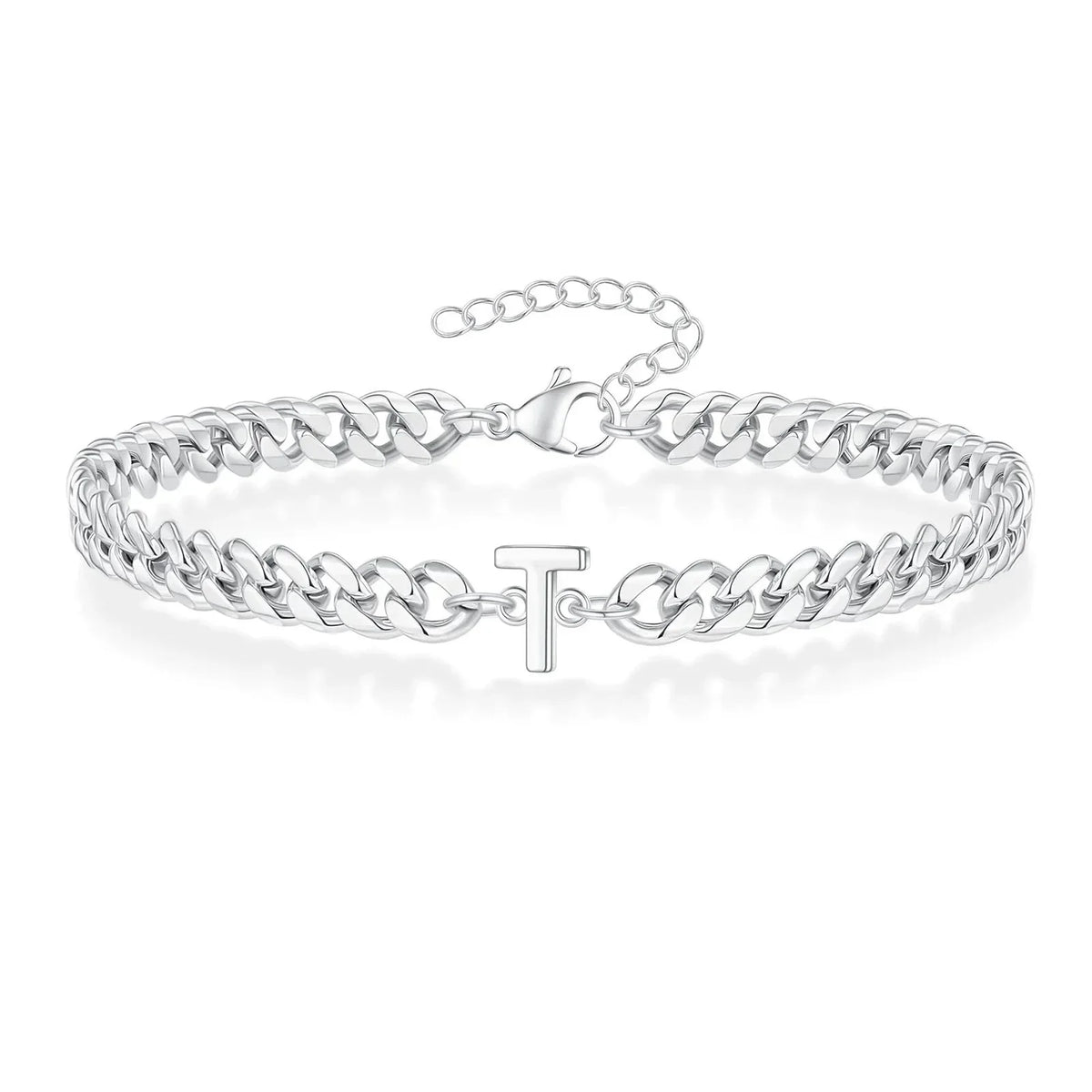 Bracciale cubano con iniziale per coppie