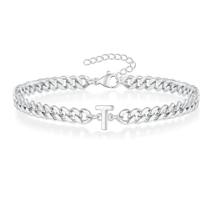 Bracciale cubano con iniziale per coppie