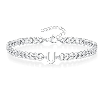 Bracciale cubano con iniziale per coppie