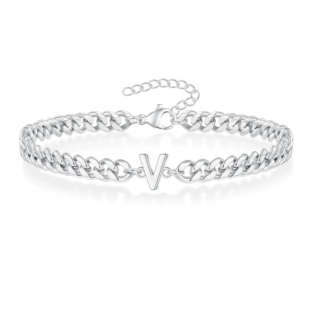 Bracciale cubano con iniziale per coppie