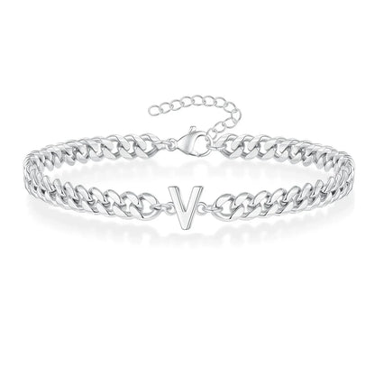 Bracciale cubano con iniziale per coppie