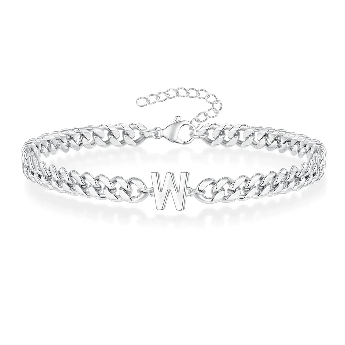 Bracciale cubano con iniziale per coppie