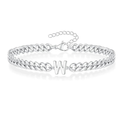 Bracciale cubano con iniziale per coppie