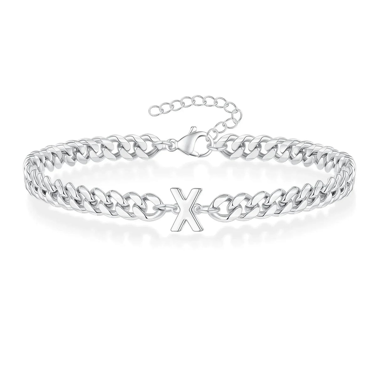 Bracciale cubano con iniziale per coppie