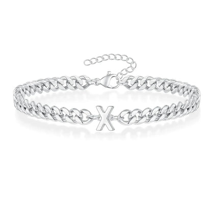 Bracciale cubano con iniziale per coppie
