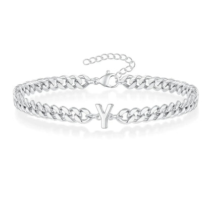 Bracciale cubano con iniziale per coppie