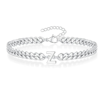 Bracciale cubano con iniziale per coppie