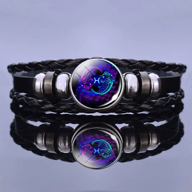 Bracciale in Pelle con Ciondolo Astrologico