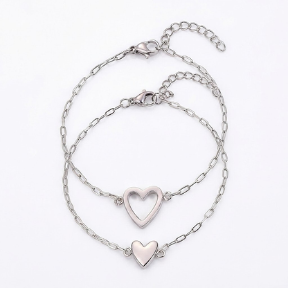 Bracciale Regolabile con Cuore Abbinato per Coppia