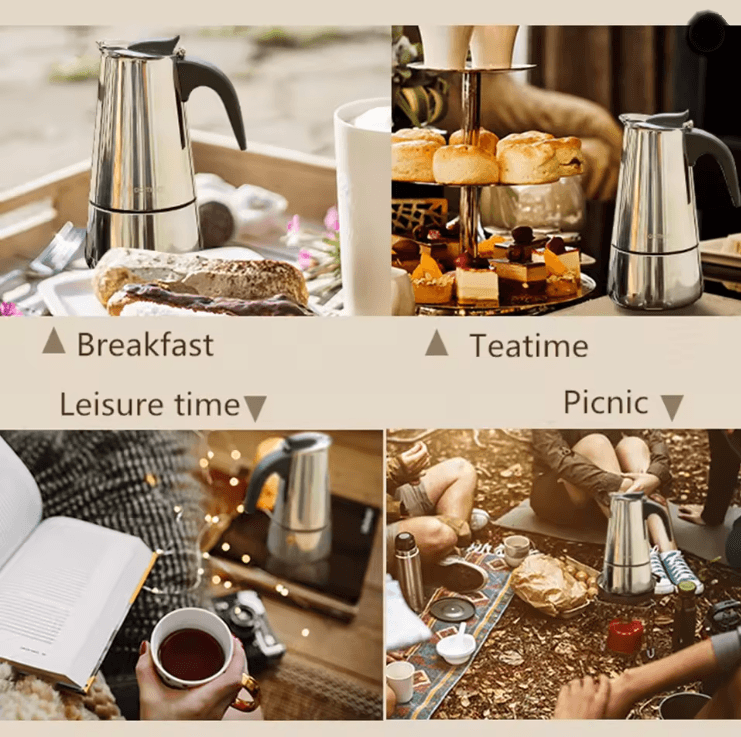 Caffettiera moka in acciaio inossidabile | Macchina per caffè espresso da fornello, prepara 9 tazze | Compatibile con ga