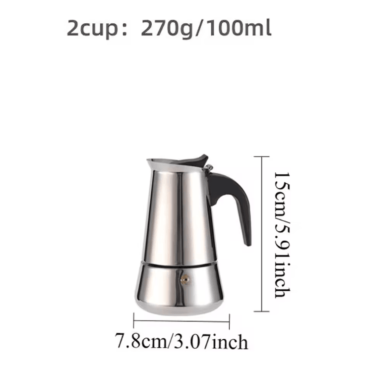 Caffettiera moka in acciaio inossidabile | Macchina per caffè espresso da fornello, prepara 9 tazze | Compatibile con ga