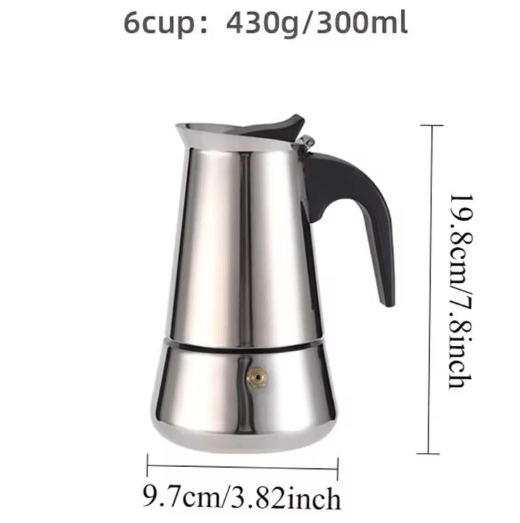 Caffettiera moka in acciaio inossidabile | Macchina per caffè espresso da fornello, prepara 9 tazze | Compatibile con ga
