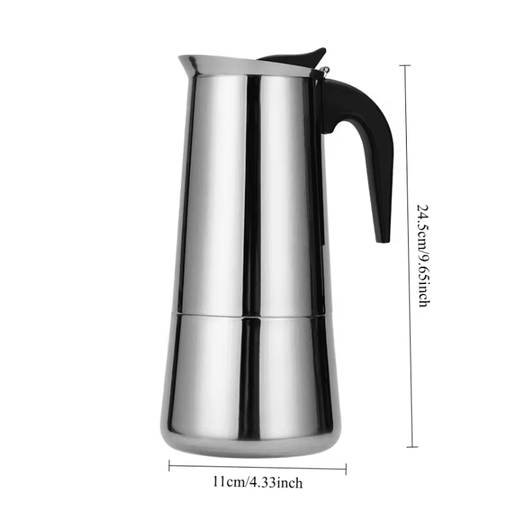 Caffettiera moka in acciaio inossidabile | Macchina per caffè espresso da fornello, prepara 9 tazze | Compatibile con ga