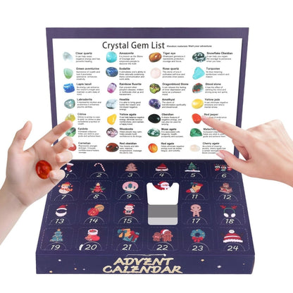 Calendario dell'avvento con cristalli e 24 pietre naturali, calendario per bambini con pietre levigate da collezione e g