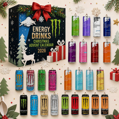 Calendario dell'avvento energy drink 24 giorni conto alla rovescia natalizio