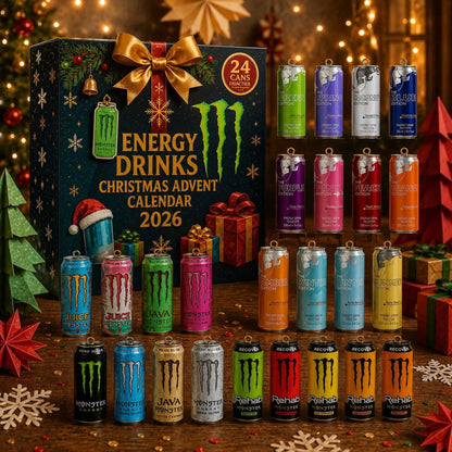 Calendario dell'avvento energy drink 24 giorni conto alla rovescia natalizio