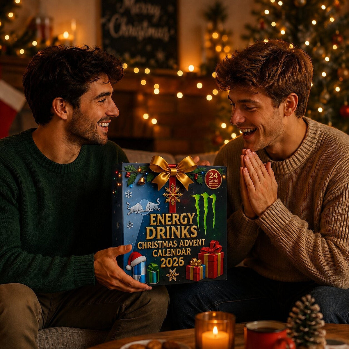 Calendario dell'avvento energy drink 24 giorni conto alla rovescia natalizio